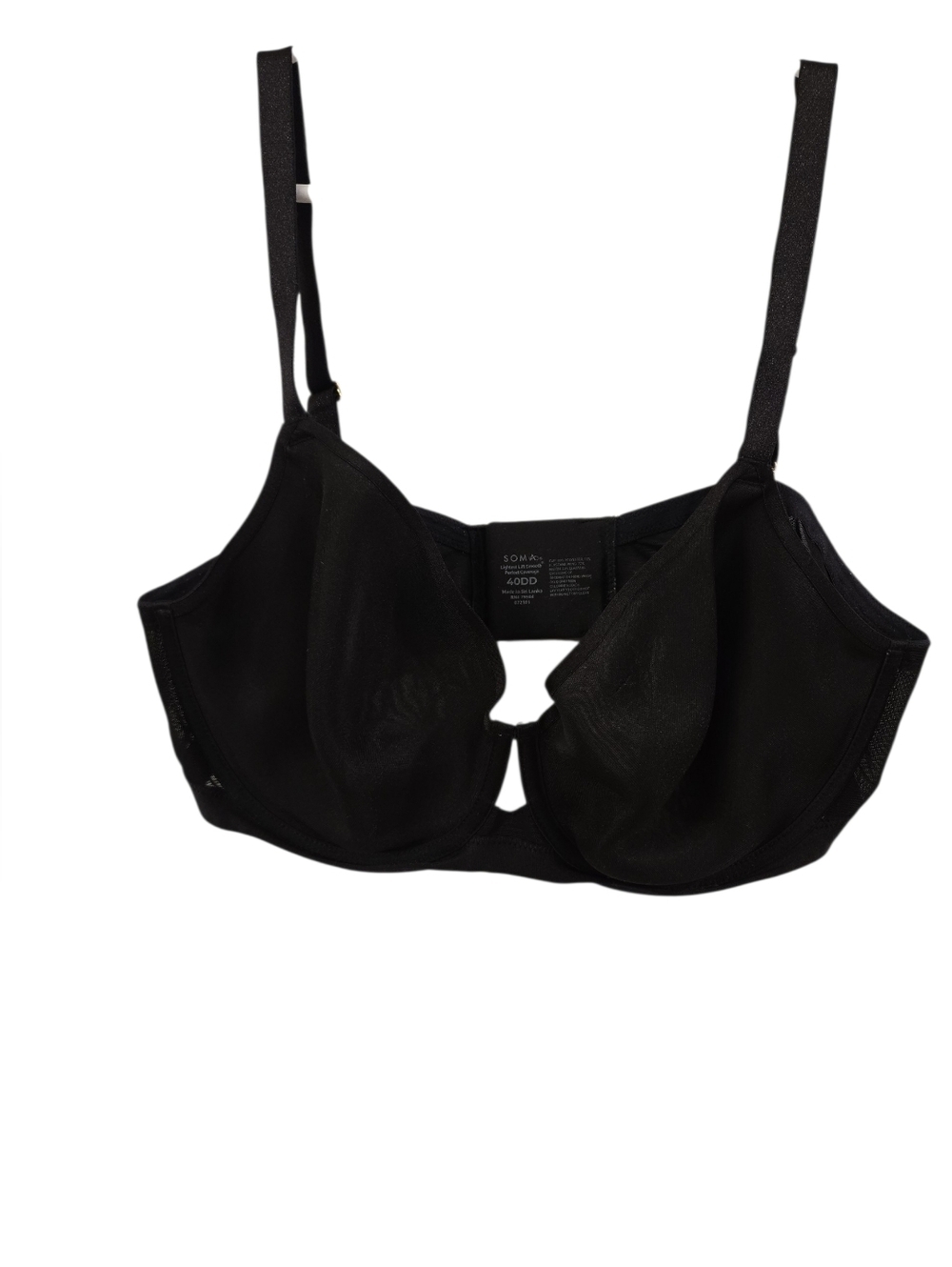 SOMA LIGHTEST LIFT SMOOTH PERFECT COVERAGE BLACK BRA. SIZE 40DD.